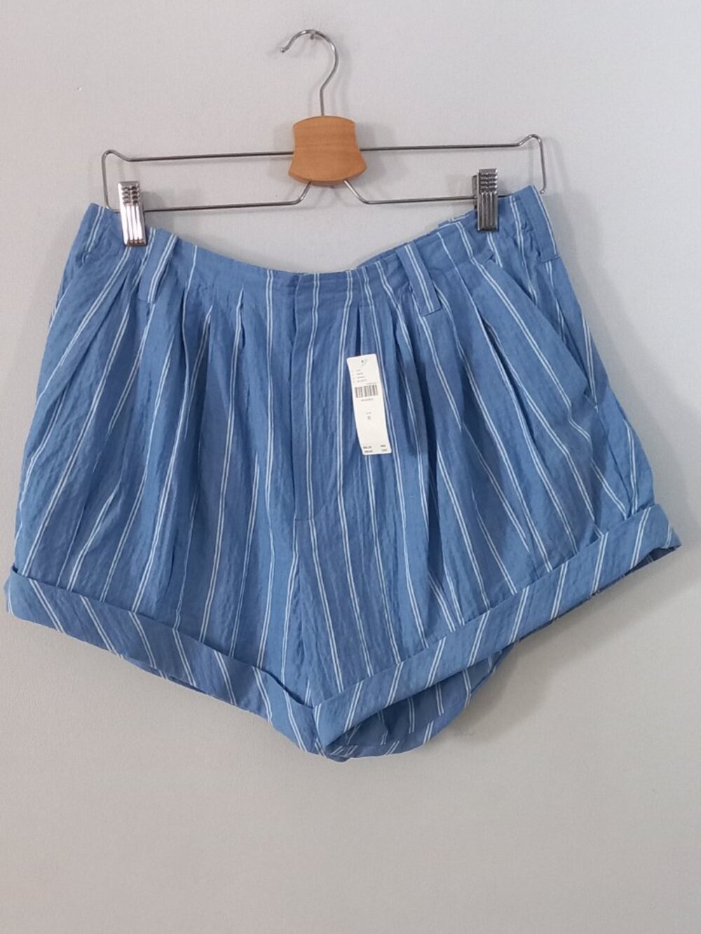 ANTHROPOLOGIE blue and white striped shorts